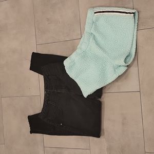 Jeans and PJ bottoms combo